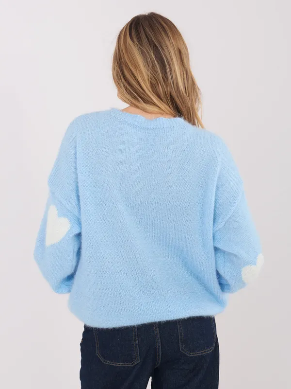 Sweter oversize w serca o luźnym kroju - widok 2