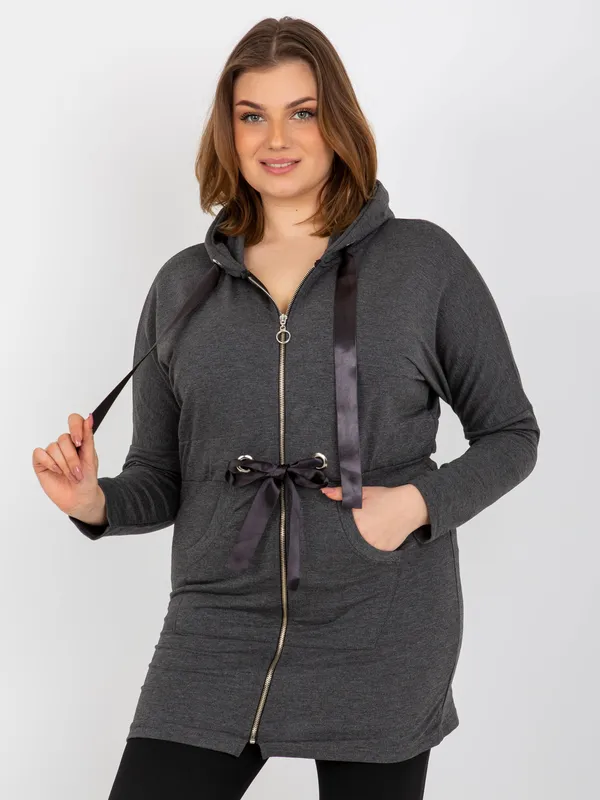 Jasnofioletowa rozpinana bluza plus size ze ściągaczem - widok 2
