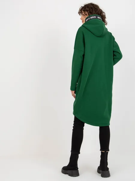 Hurtowna Fuksjowa długa dresowa bluza rozpinana oversize