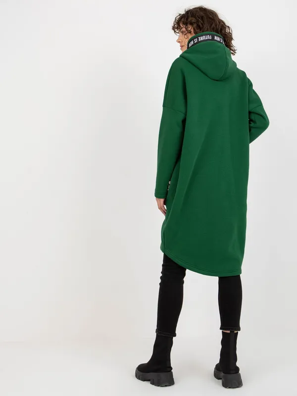 Hurtowna Fuksjowa długa dresowa bluza rozpinana oversize