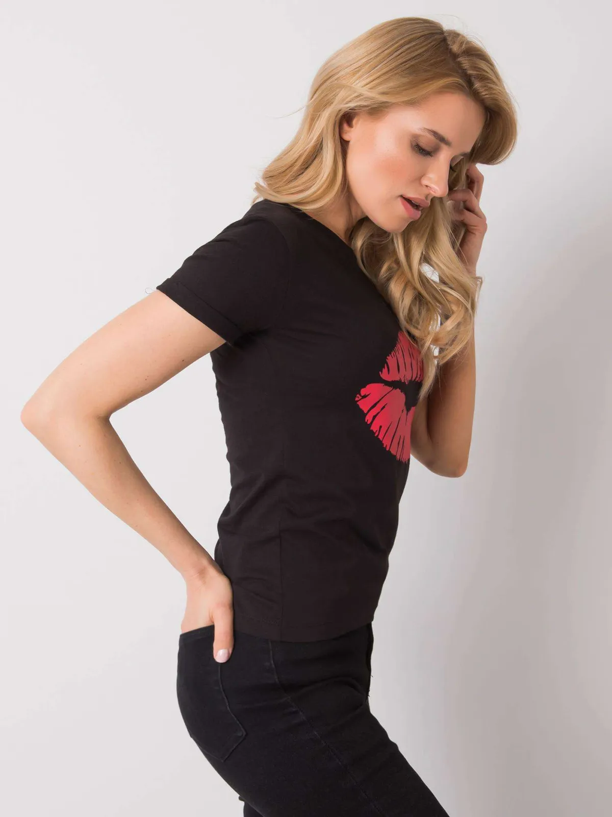 OCH BELLA Biały t-shirt bawełniany z printem - zdjęcie 4