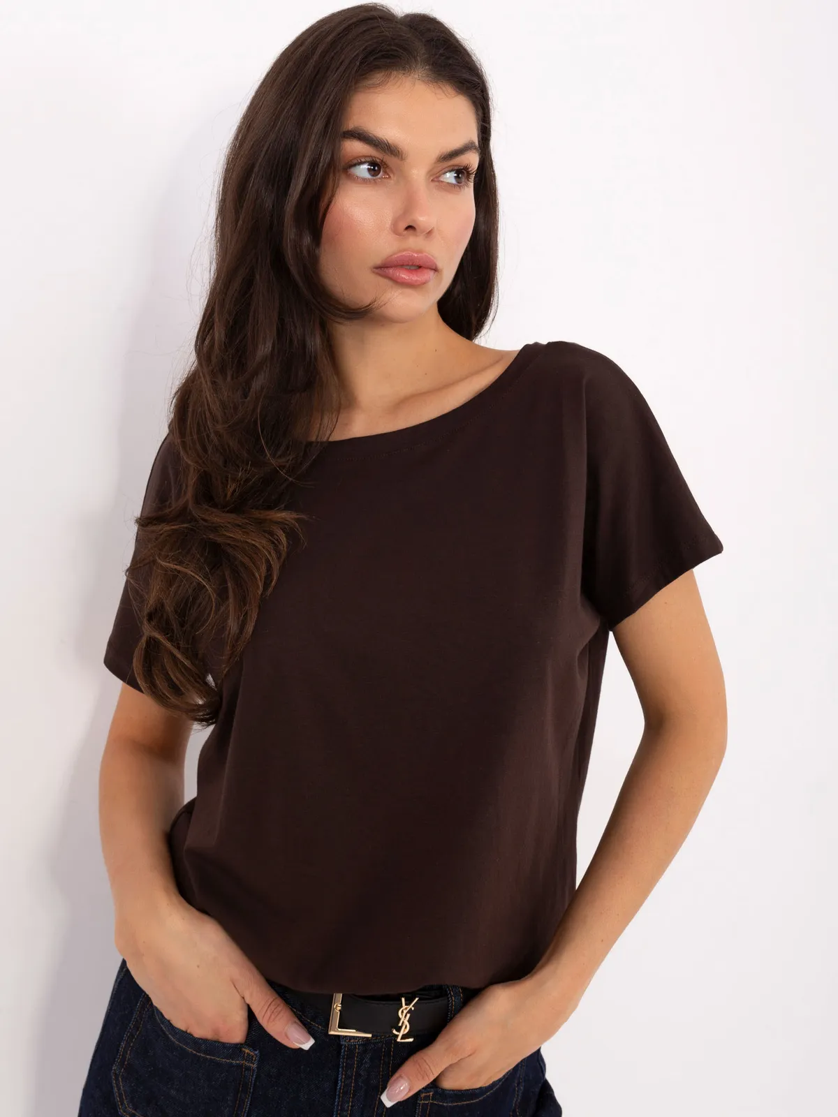 T-shirt z dekoltem z tyłu jasnoróżowy - zdjęcie 4