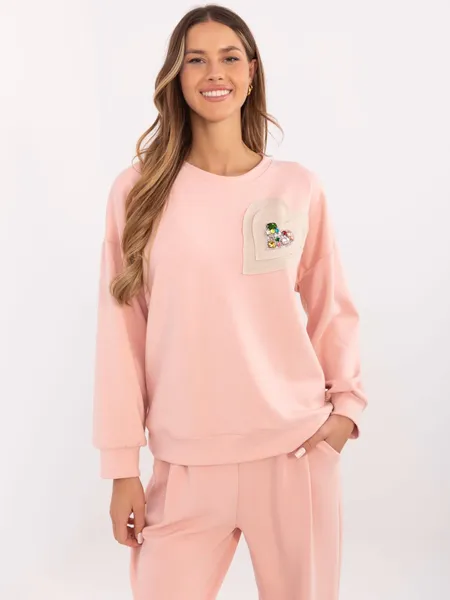 Casualowa bluza oversize z ozdobną aplikacją serca