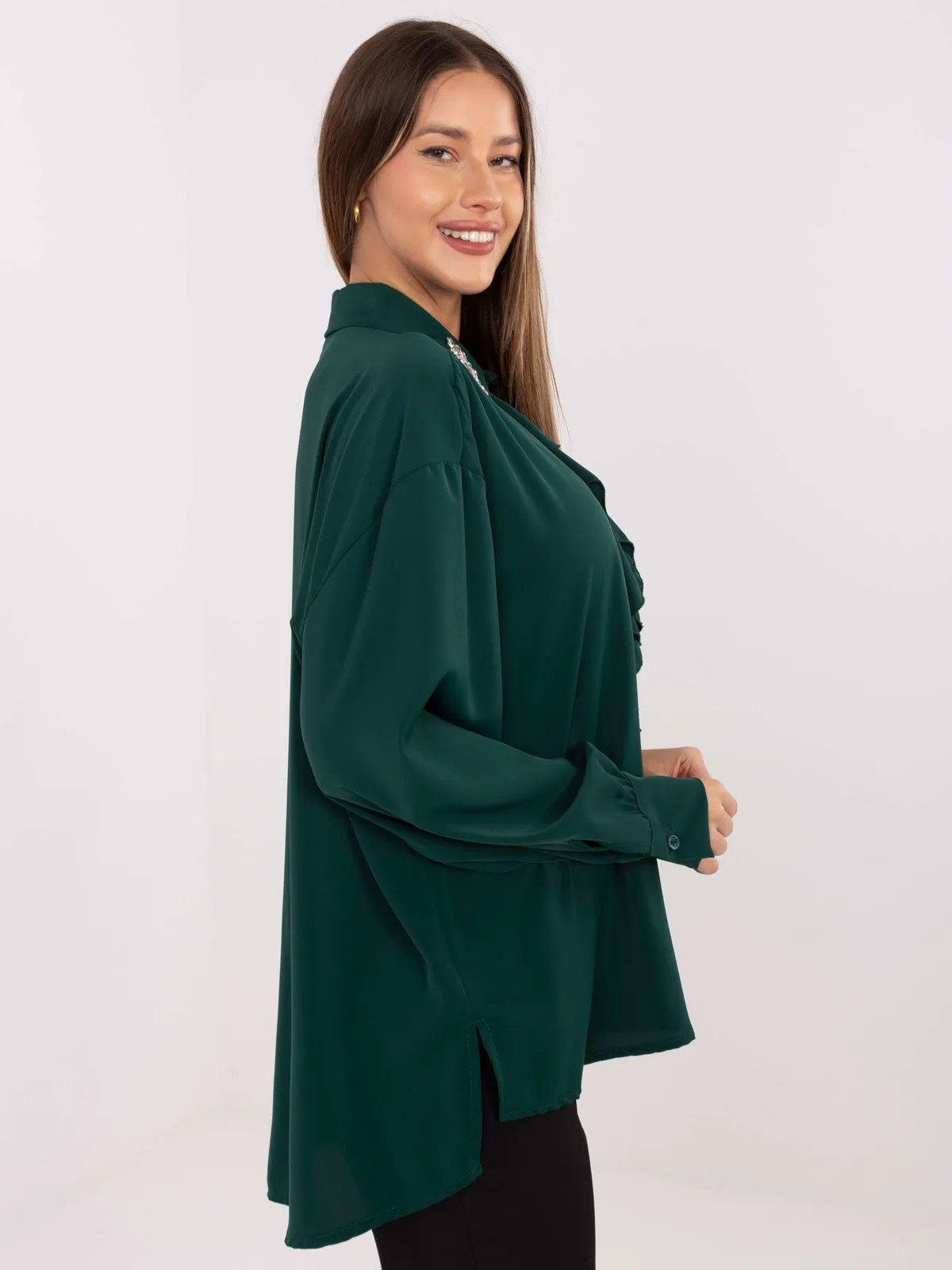 Koszula wizytowa z żabotem i zdobionym kołnierzem - zdjęcie 1