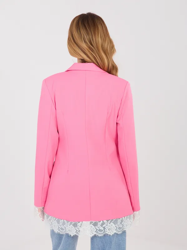Klasyczna marynarka z ozdobnym koronkowym wykończeniem