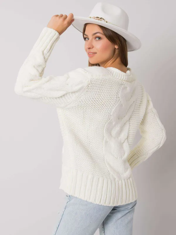 RUE PARIS Ecru sweter rozpinany