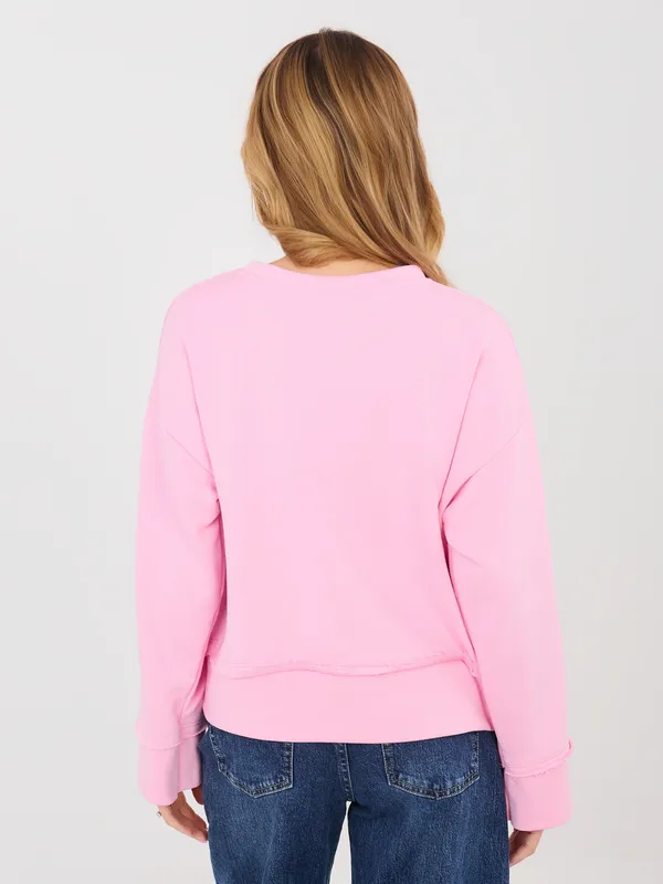 Casualowa bluza oversize z napisem i surowym wykończeniem - widok 2