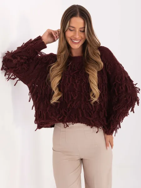 Sweter o luźnym kroju z dekoracyjnymi frędzlami