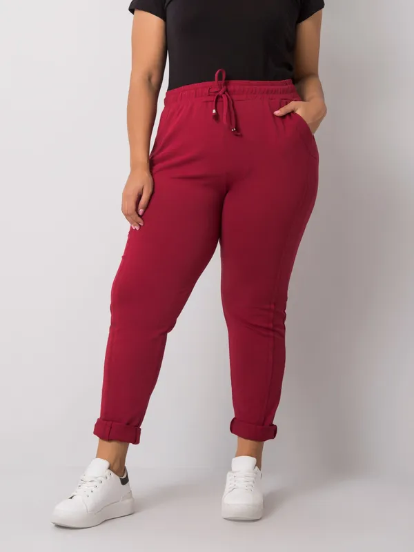 Szare melanżowe spodnie dresowe plus size z bawełny