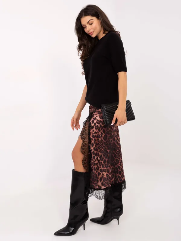 Spódnica midi o kroju z ozdobną koronką