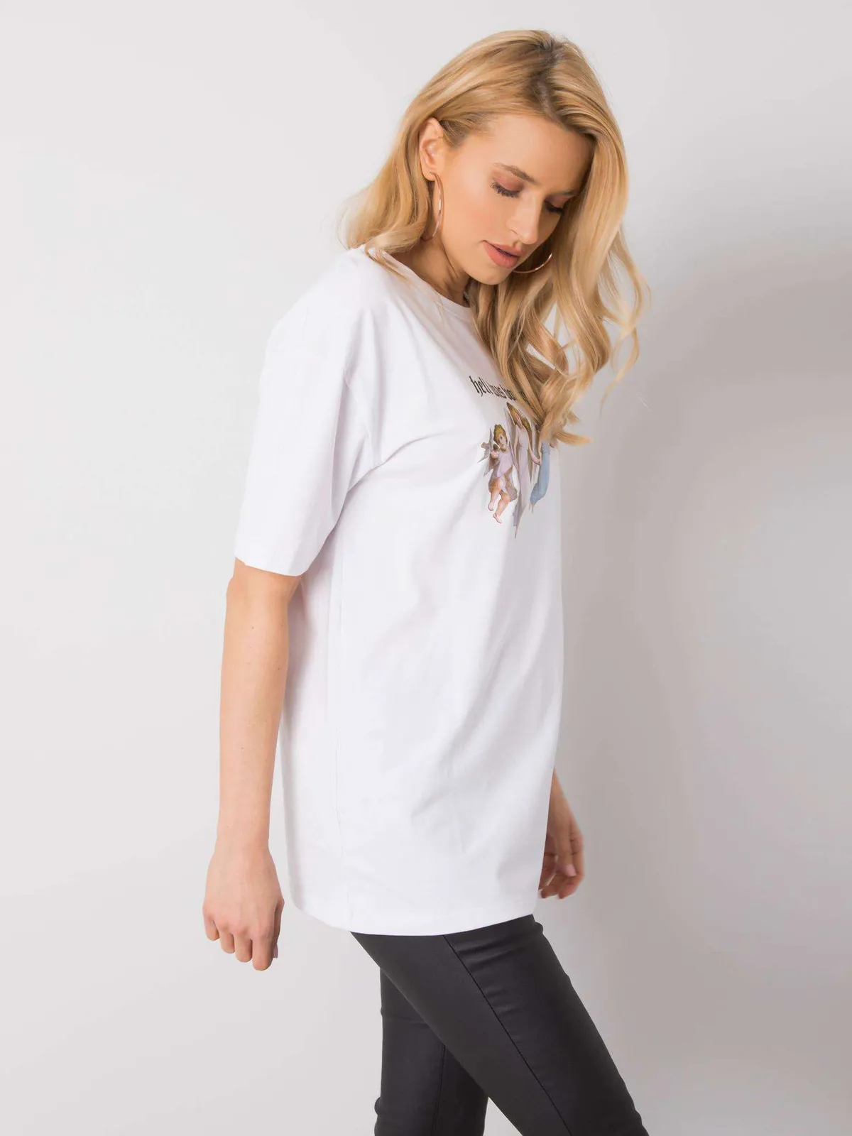 RUE PARIS Biały t-shirt z nadrukiem - zdjęcie 2