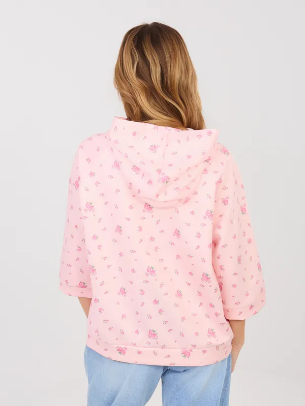 Bluza oversize z kapturem i motywem kwiatowym - widok 2