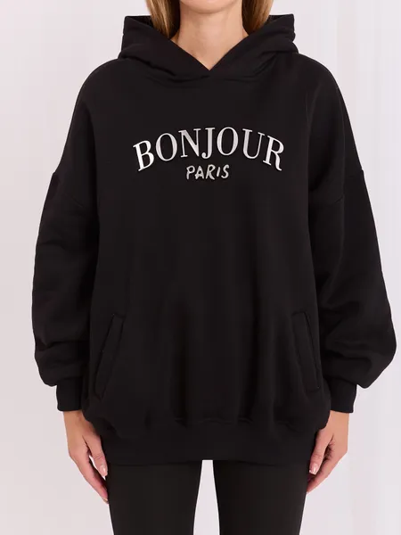 Bluza z kapturem oversize z nadrukiem Paris