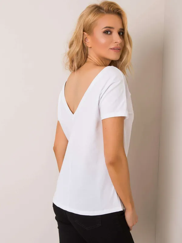 RUE PARIS Biały t-shirt damski z nadrukiem