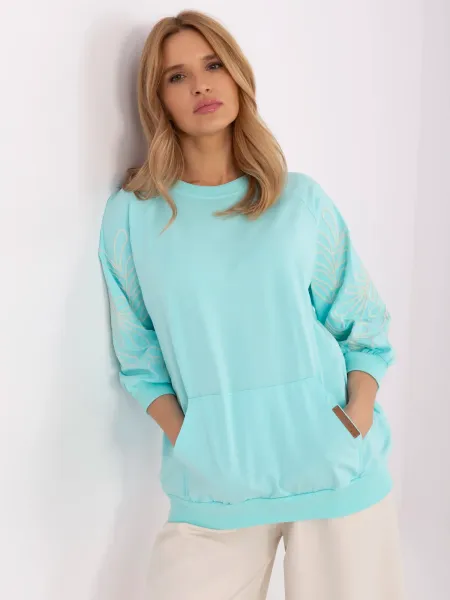 Casualowa bluza oversize z ozdobnym haftem na rękawach