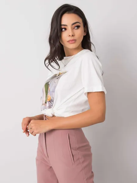 Biały t-shirt z kolorowym printem