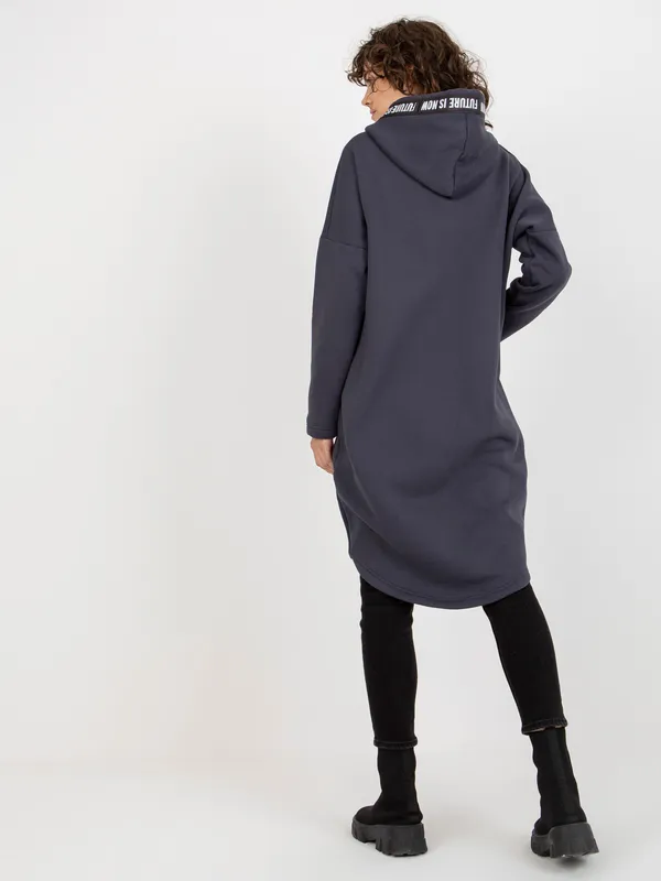 Hurtowna Fuksjowa długa dresowa bluza rozpinana oversize