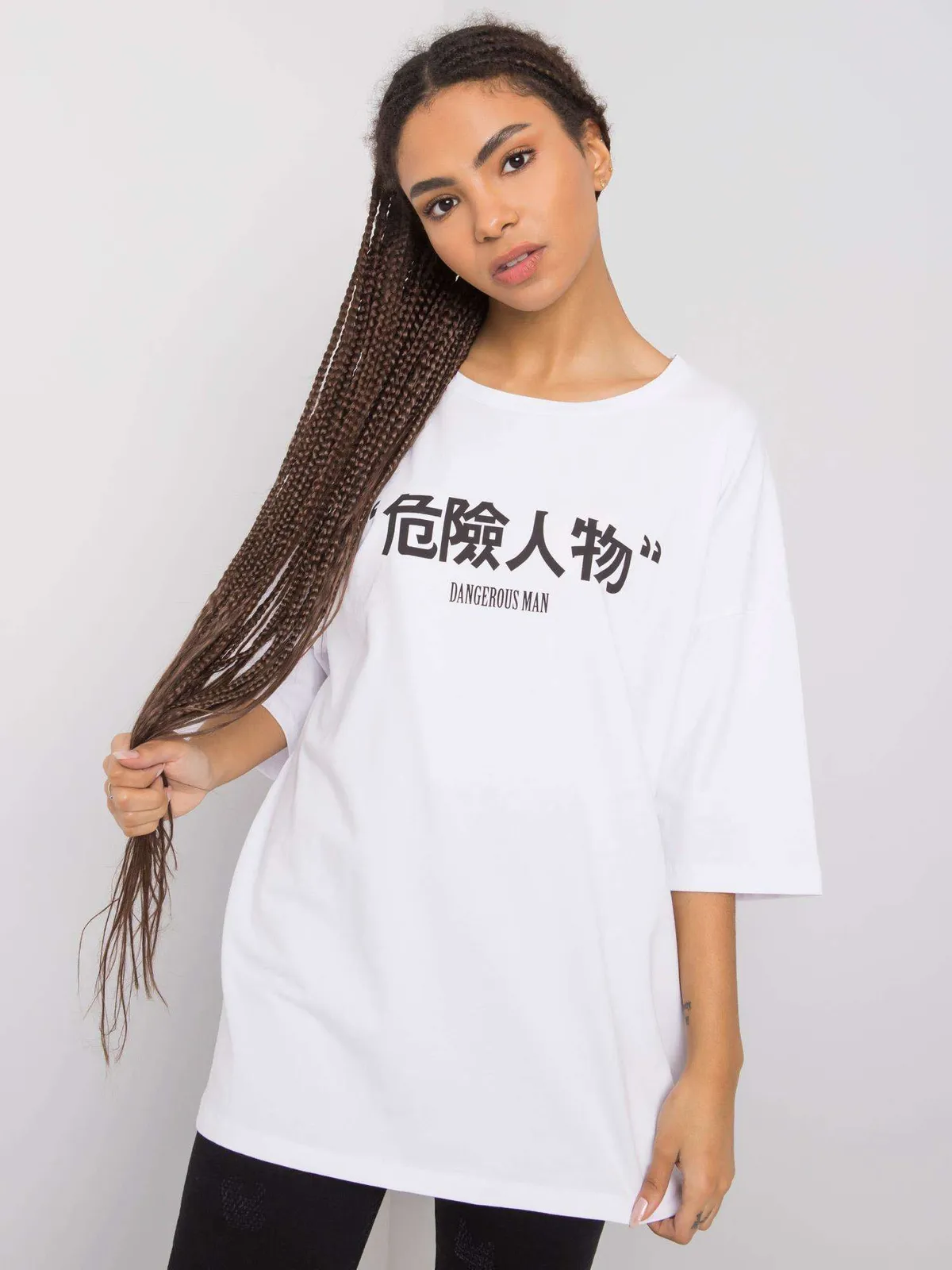 RUE PARIS Biały t-shirt z printem - zdjęcie 2