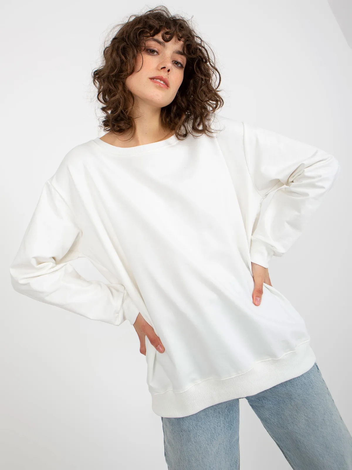 Szara bluza damska basic bez kaptura - zdjęcie 3