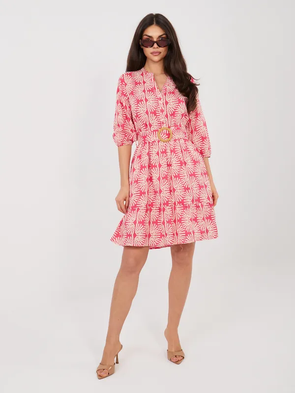 Sukienka mini z paskiem i falbaną - widok 2