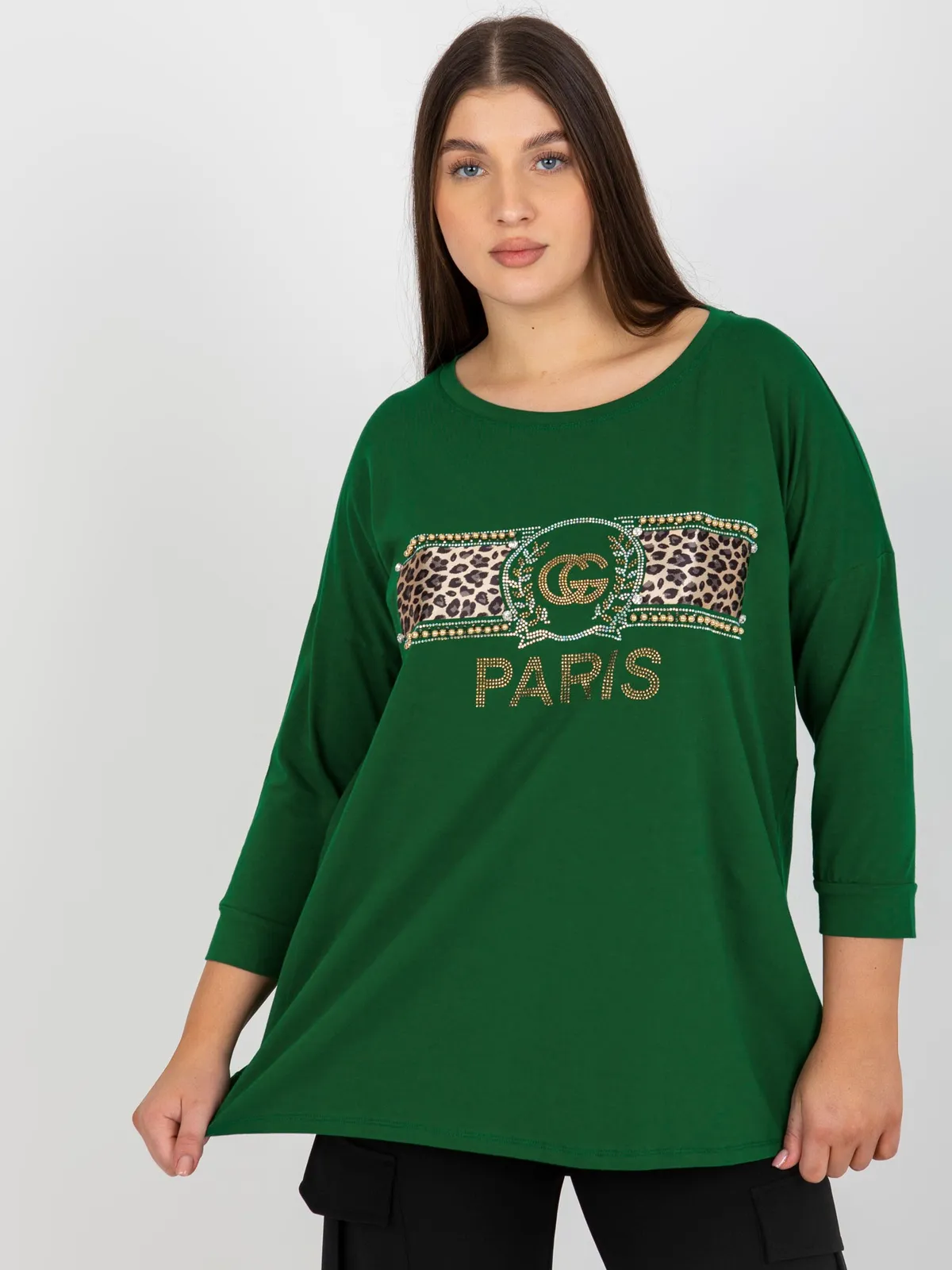 Ciemnofioletowa bluzka bawełniana plus size - zdjęcie 3