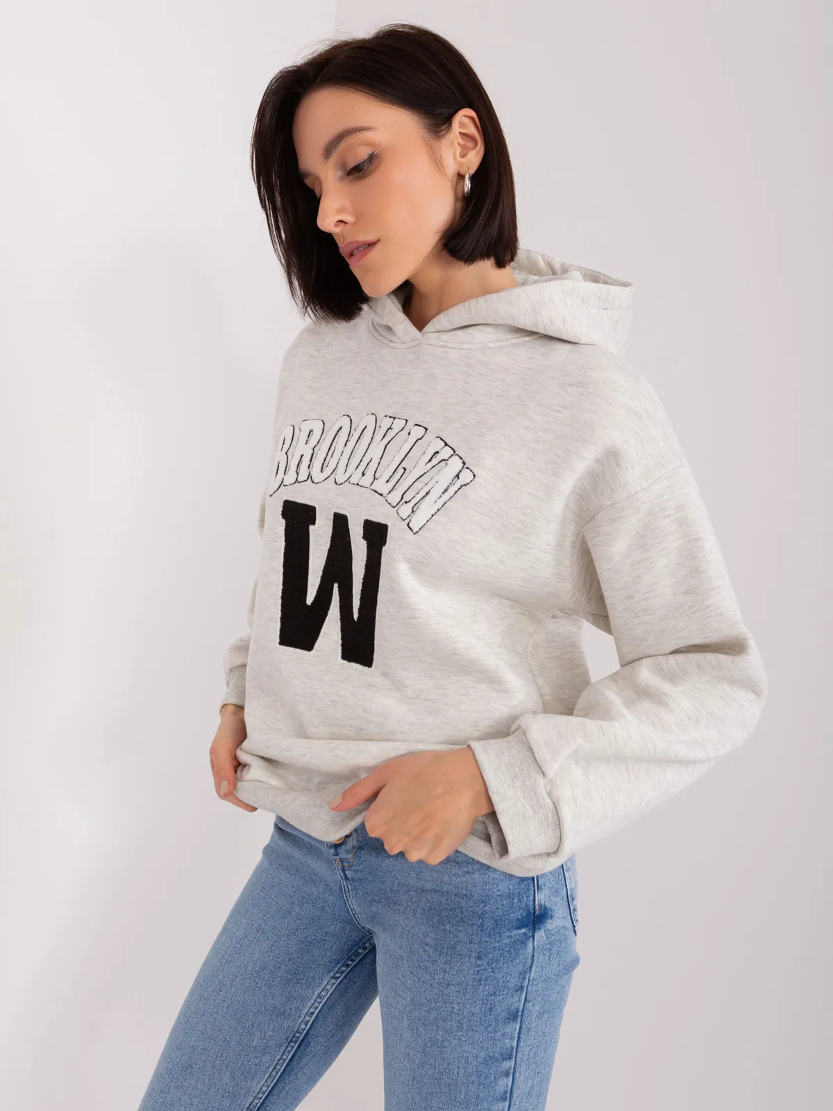 Ecru bluza bez kaptura z bawełny - zdjęcie 5