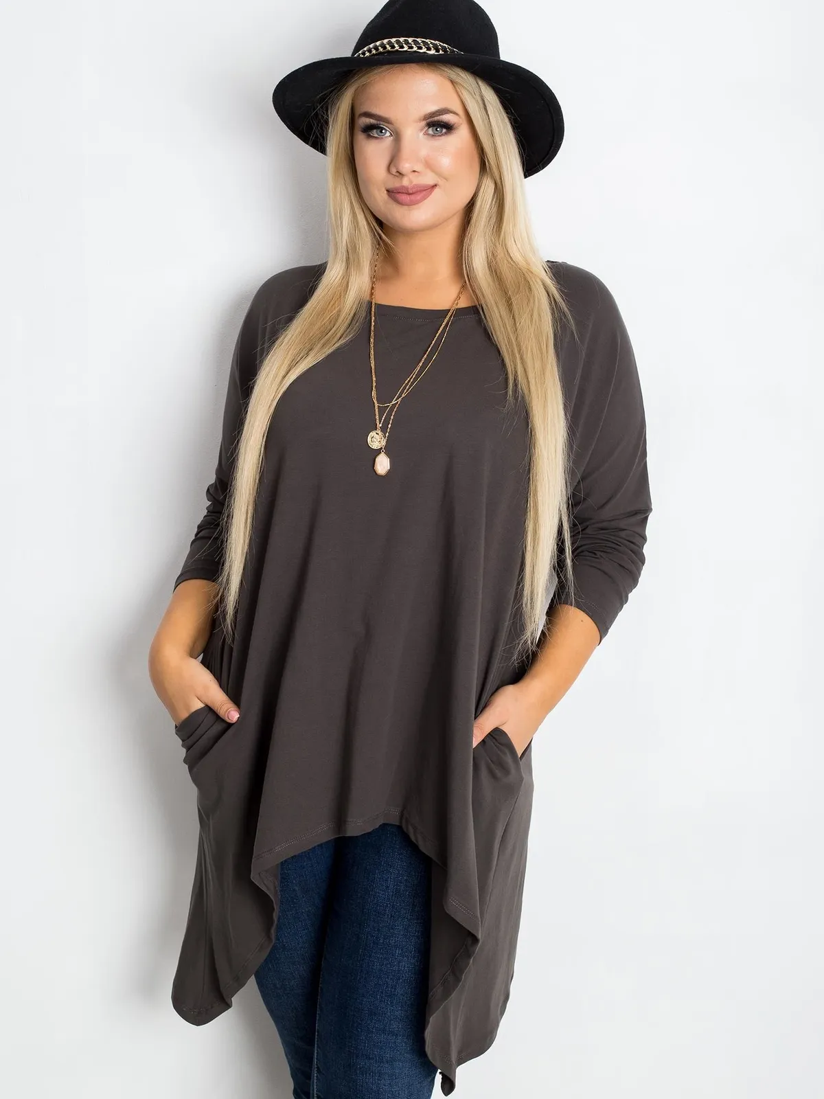 Tunika czerwona plus size - zdjęcie 2