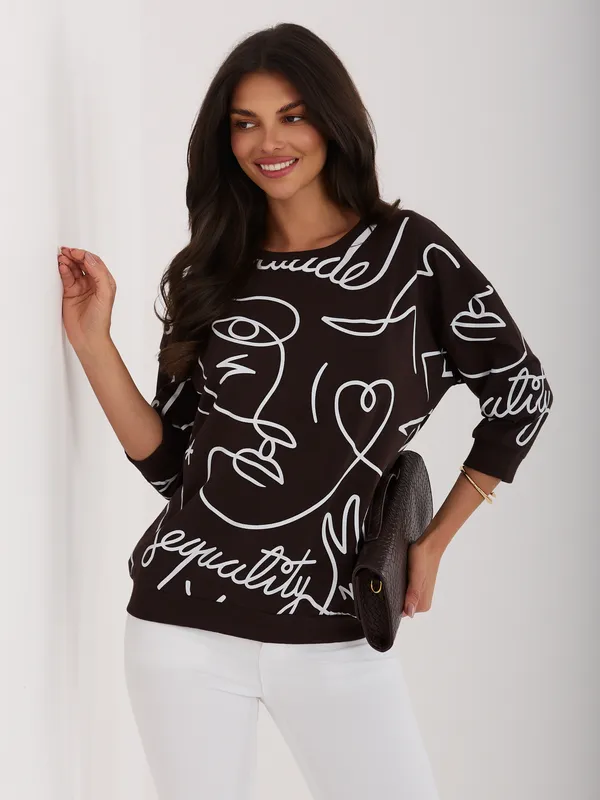 Casualowa bluza z artystycznym nadrukiem oversize